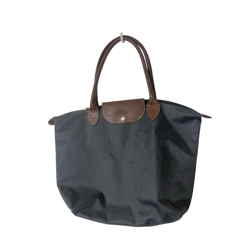Longchamp Le Pliage Tote Brown Leather Double Handles Zip Gold Hardware as is
